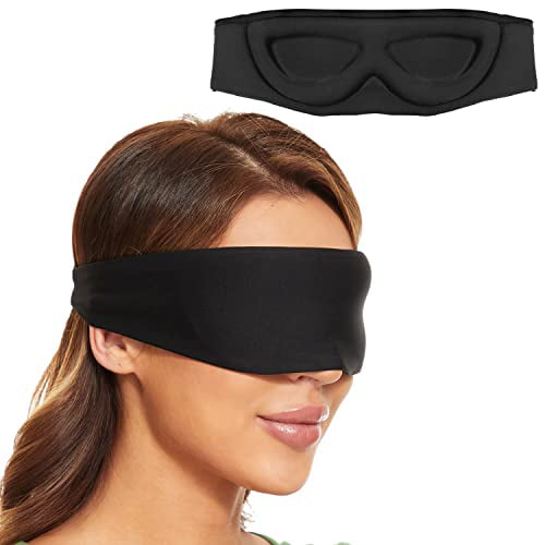 ALASKA BEAR Sleep Mask for Side 2022 Headband Design, Cup-Shaped and Extra-Soft, Blackout Eye Mask Shades Cover for Men and Machine Washable, Black -