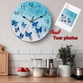 thumbnail image 5 of Wall Clock 14 Inch Coastal Round Silent Decorative Wall Clocks Battery Operated for Living Room Bedroom Kitchen Classroom Decor, Ocean Butterfly Beach Aqua Dark Blue,Large, 5 of 7