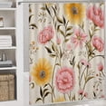 thumbnail image 5 of Light Pink And Amber Flowers 4 Piece Bathroom Rug Set with Shower Curtain with Non-Slip Rugs Toilet Lid Cover And Bath Mat Wild Flowers Botanical Summer Floral Durable and Waterproof, 5 of 8