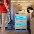 thumbnail image 4 of Dextrus White LED Nightstand Nightstand 2 Drawers Bedside End Table with Wireless Charging Station for Bedroom, Set of 2, 4 of 8