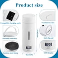 thumbnail image 2 of 500ML Portable Electric Kettle, Electric Water Cup, Heated Travel Mug, with Temperature Control, Stainless Steel Kettle, 220V, Multiple Temperature Settings, 2 of 5