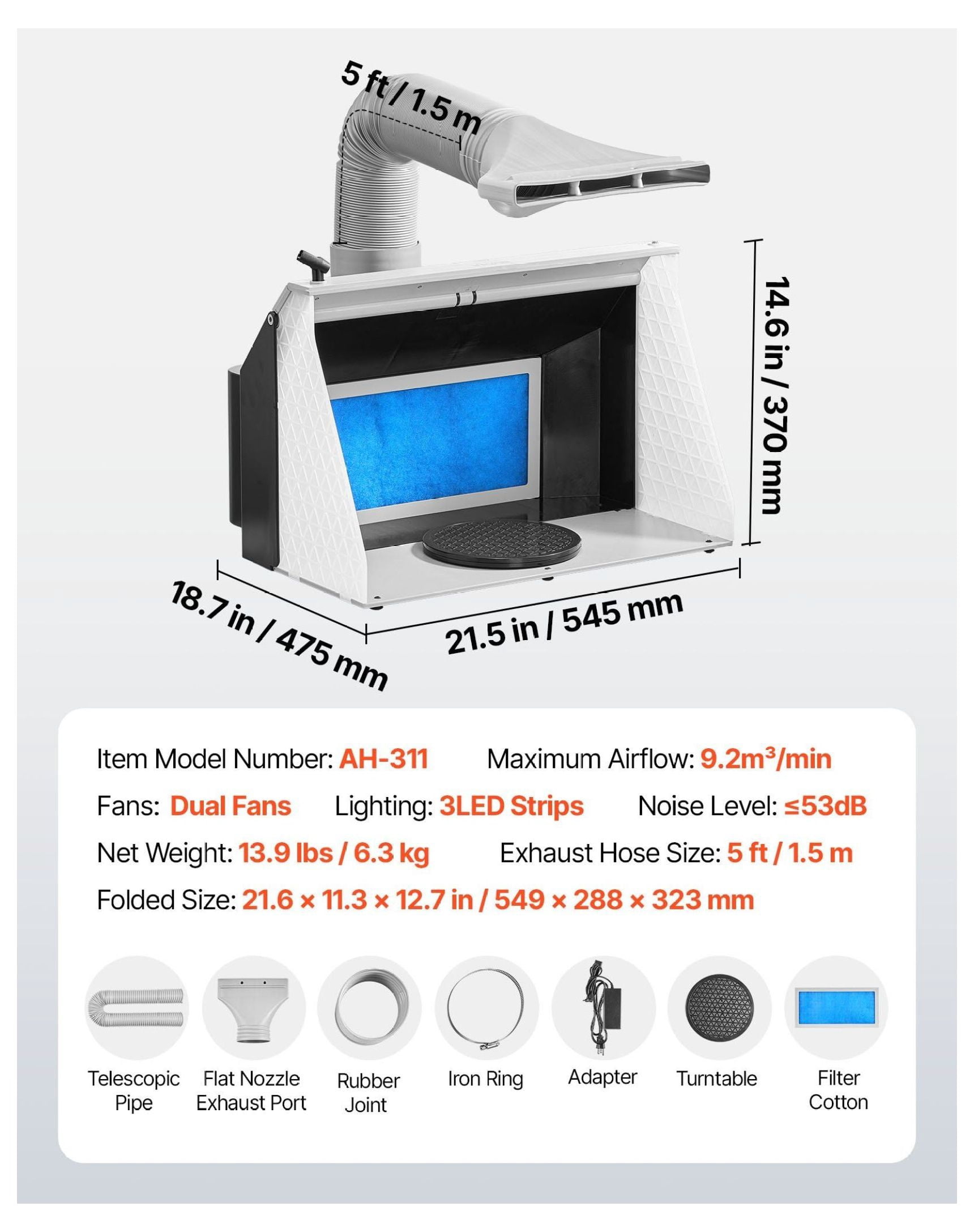 Airbrush Spray Booth Kit, 21.5x18.7x14.6in