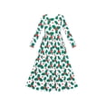 thumbnail image 1 of Robe Fille Maxi Noël Manches Longues Décontractée Col en V Nœud Papillon 5 Ans, 1 of 1