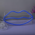 thumbnail image 3 of Huiyi Lips Neon Lights,Lip Neon Sign Pink Purple,Girls Bedroom Wall Décor Wedding Party Supplies Business Gifts Neon Signs USB Neon Lights (Blue), 3 of 4