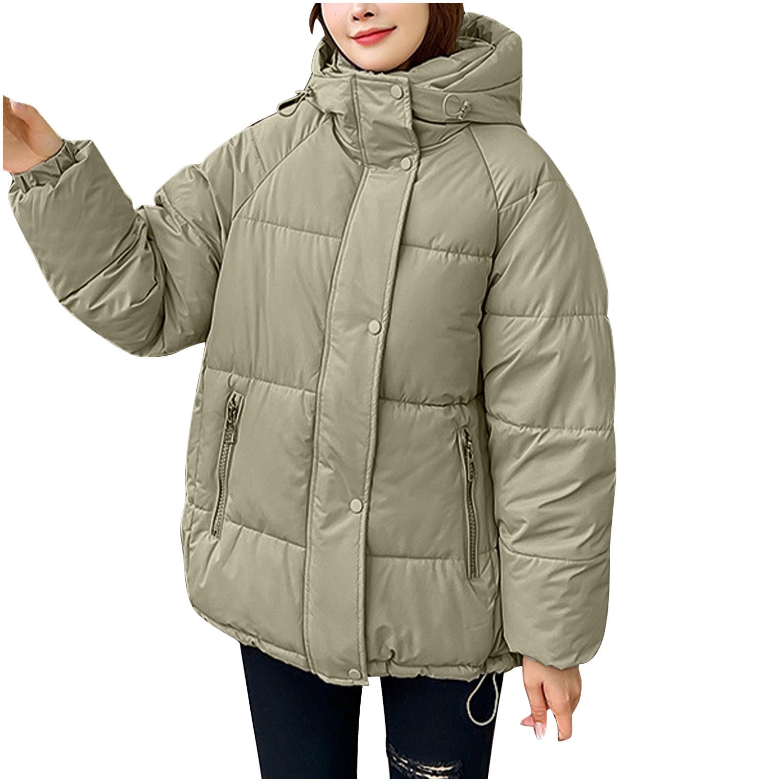 Jsaierl Women's Zip up Thicken Down Jacket Casual Long Sleeve