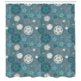 thumbnail image 3 of Abstract Shower Curtain, Circles Flowers Outlined Floral Summer Blossoms Spiral Illustration, Fabric Bathroom Set with Hooks, 69W X 75L Inches Long, Blue Grey and Cadet Blue, by Ambesonne, 3 of 3
