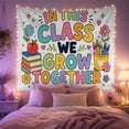 thumbnail image 2 of Phrase Letters Class With Grow Together Multicolored, Inspirational Illustration for Quote Lovers, Wall Decor, Valentine's Day Gift, Tapestry Wall Hanging for Dorm and Living Room, 2 of 7