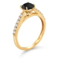 thumbnail image 3 of Gem Stone King 0.71 Ct Cushion Black Onyx G/H Lab Grown Diamond 10K Yellow Gold Engagement Ring (Size 5), 3 of 4
