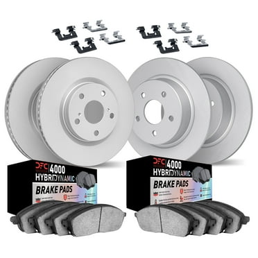Dynamic Friction Company Front and Rear Geospec Brake Rotors Kit | 4000 HybriDynamic Brake Pads includes Hardware 4814-03023