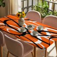 thumbnail image 3 of Orange Geometric Table Cloths for 4 Foot Rectangle Tables, Black White Striped Abstract Lines Art Patio Waterproof Elastic Fitted Tablecloths, Washable Rectangular Table Cover for Camping, 3 of 8