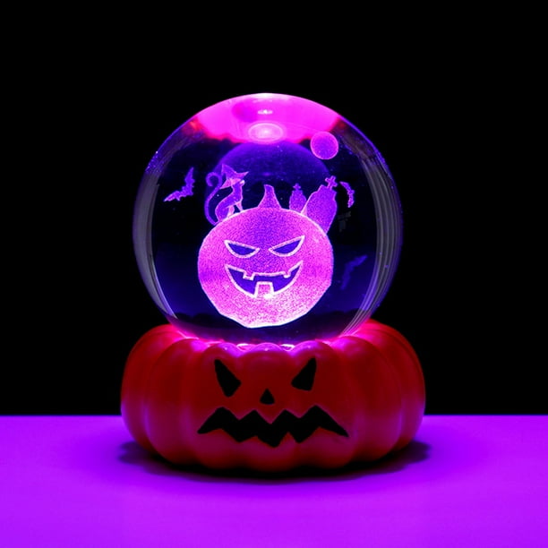 Lámpara de Noche de Calabaza de Halloween, Bola de Cristal de Escritorio, Decoración de Dormitorio, Arreglo de Regalo para Fiesta