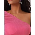 thumbnail image 5 of DARING DIVA Women's One Shoulder Ruched Sleeveless Bodycon Mini Dress XS Hot Pink, 5 of 6