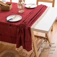thumbnail image 4 of Mantel de cuadros con borlas de una sola pieza (café taro de doble línea, 140 x 140 cm), mantel cuadrado de tela de algodón y lino con borlas moderno, 4 of 5