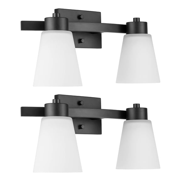Prominence Home 2 Pack 2 Light Modern Bathroom Vanity Light with Frosted Glass