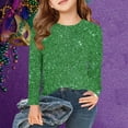 thumbnail image 2 of MeetoTime Children's Long Sleeved Round Neck Tops Kids Casual Loose Solid Color Sparkling Dressy Blouses for Boys Girls, 2 of 6