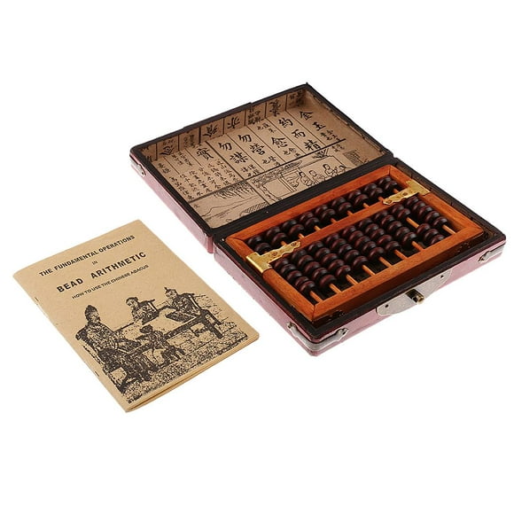 Abacus Arithmétique de Perles en Bois Chinois avec Boîte Classique Calculatrice Ancienne Comptage Cadeau de Collection pour les Enfants Adultes