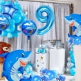 thumbnail image 3 of Set de globos Woizoeiy número 9 azul de 40" con tiburones para fiesta, 3 of 8