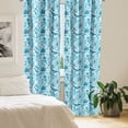 thumbnail image 3 of Ambesonne Whales 4-Panel Curtains, Underwater Aquatic Creature, 56"x84", Sea Blue Sky Blue, 3 of 4