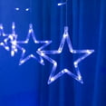 thumbnail image 2 of SHANJIA Christmas Star Curtain Lights, Christmas Window Curtain Lights with 12 Stars 138 LEDs, Star String Lights Battery Operated, Led Window Fairy Lights for Christmas,Wedding,Party, (Blue), 2 of 8