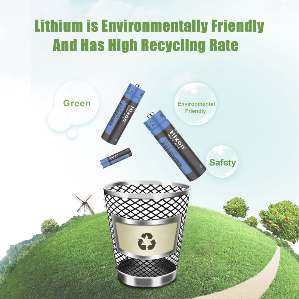 Hixon Lithium Batteries AA, 8-Pack 3500mWh 1.5V Rechargeable AA Lithium Batteries, over 1500 Cycles with 4 Solt Charger