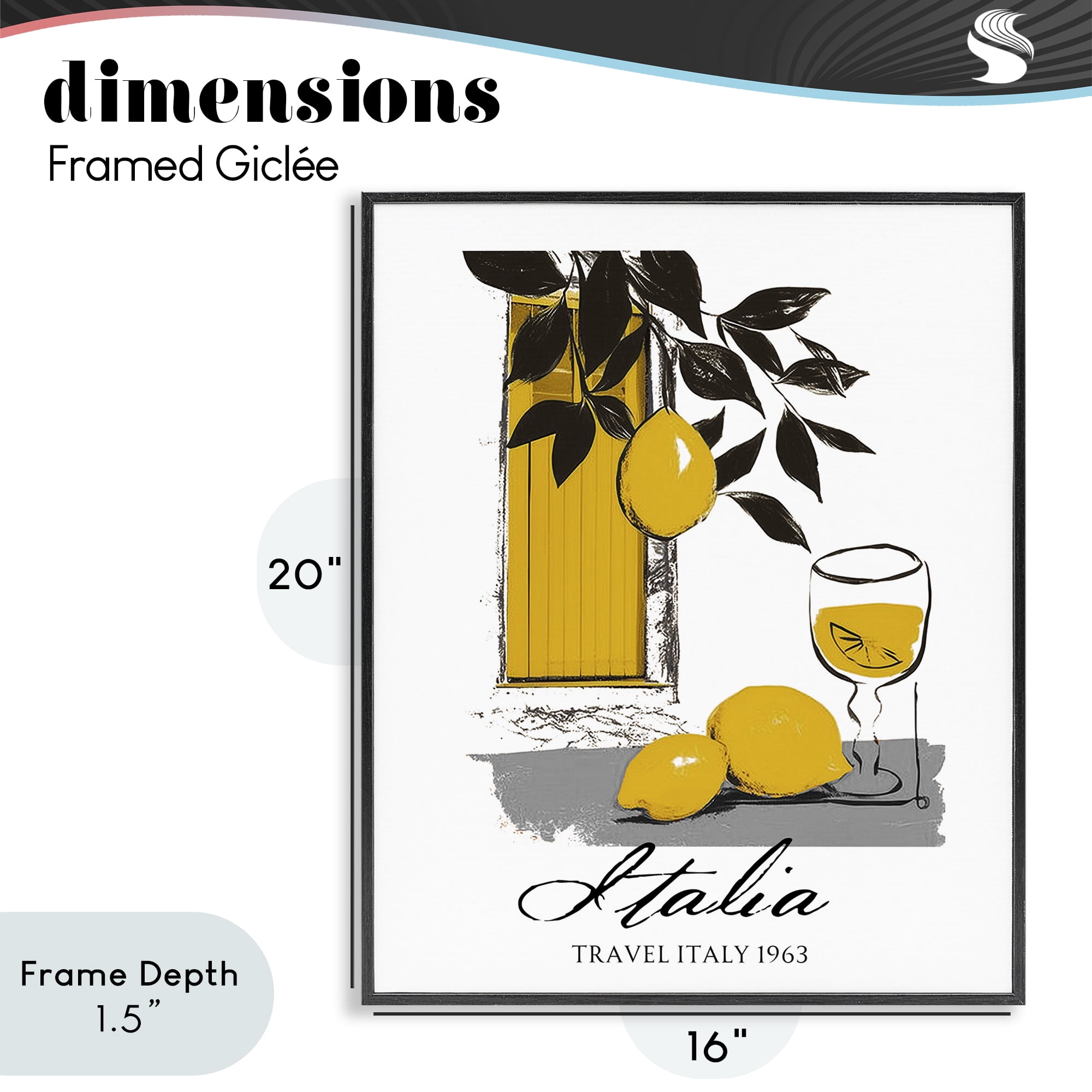 Stupell Industries Travel Italia Lemons Black Framed Giclee Art, design by Annabelle Hall