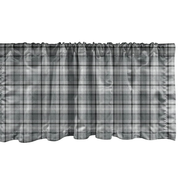 Ambesonne Black and Grey Window Valance, Scottish Classical, 54" X 12", Black and Pale Grey