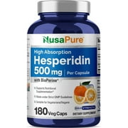 NusaPure Hesperidin 500mg, 180 Veggie Capsules: BioPerine, Non-GMO, Unisex Dietary Supplement for Adult Health & Wellness