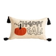 thumbnail image 2 of Fall & Thanksgiving Decorations – 1-Pack Embroidered Pumpkin & Maple Leaf Lumbar Pillow Cover, 12x20 Inch Textured Cushion Case with Tassel Trim for Sofa & Couch, Insert Not Included F, 2 of 8
