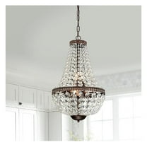 Crystal Chandelier| 6 Lights Glam Lighting Fixture with Antique Bronze Finish| Adjustable Hanging| Entryway, Living, Dining Room