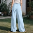 thumbnail image 5 of Posijego Dress Pants for Women Cotton Linen Wide Leg High Waisted Trousers Business Casual Office Linen Pants with Pockets, 5 of 6