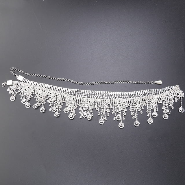 Cadena para danza del vientre, 103cm, diamantes de imitación de cristal, cadena para el vientre DIY, accesorios para ropa, muy versátil Jadeshay A