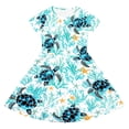 thumbnail image 4 of Rggeeun Child Girls Dresses Cartoon Animal Print Short Sleeve Crew Neck A Line Flowy Loose with Ruched Ruffle Knee Length for Summer Everyday Wear Adorable Sundress,Blue,9-10 Years, 4 of 4