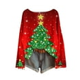 thumbnail image 5 of Craaazy Christmas Shirts for Women Christmas Printed Crew Neck Long Sleeve Pullover Holiday Christmas Womens Tops Gifts for Women, 5 of 5