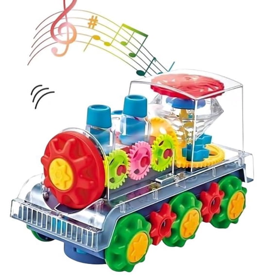 Light Up Transparent Gear Train Engine Toy for Toddlers - Bump and Go Electric Crawling Baby Toy with Music & Lights, Educational Infant Toys for Newborn & 2  Year Old, Baby Stuff & Baby Boy Gifts fo