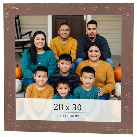 28x30 Distressed Brown Real Wood Picture Frame Width 1.25 inches | Interior Frame Depth 0.5 inches