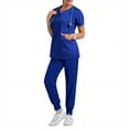 thumbnail image 2 of Summer Short Sleeve Nurse Medical Uniforms Casual Pharmacy Working Medical Accessories Hospital Beauty Salon Doctor  Nursing Uniform Scrubs For Women Set Nurse Uniform, 2 of 6