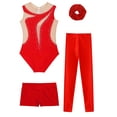 thumbnail image 3 of TSSOE Gymnastics Leotard for Girls Sleeveless Ballet Dance Unitard with Shorts Leggings Hairband 4 Piece Outfit Red 10, 3 of 5