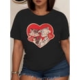 thumbnail image 1 of T-Shirt à Imprimé Géométrique Vintage pour Femmes - Col Rond Décontracté, Manches Courtes, Mélange de Polyester, Lavable en Machine - Parfait pour l'Été, 1 of 5