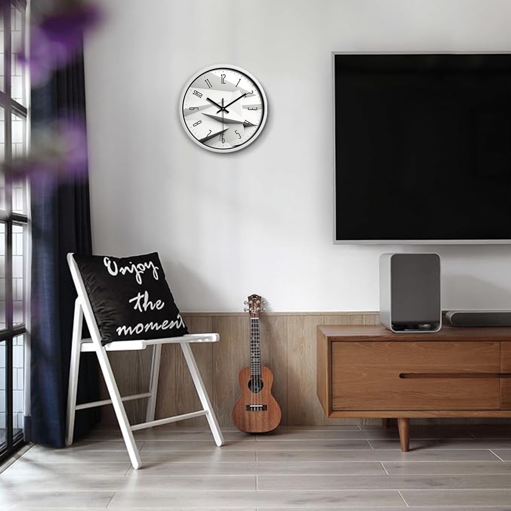 CozySound 12" Quartz Digital Contemporary Wall Clocks, Silent Non Ticking