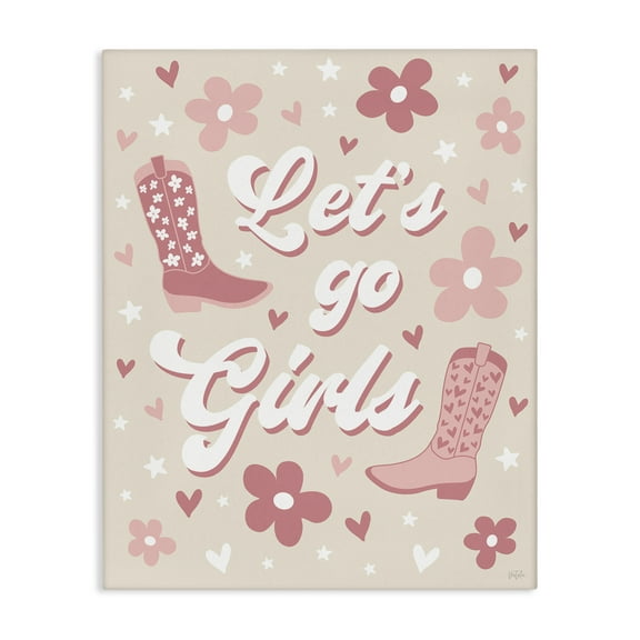 Stupell Industries Groovy Let's Go Girls Entertainment Painting Wrapped Canvas Art Print Wall Art, 16 x 20