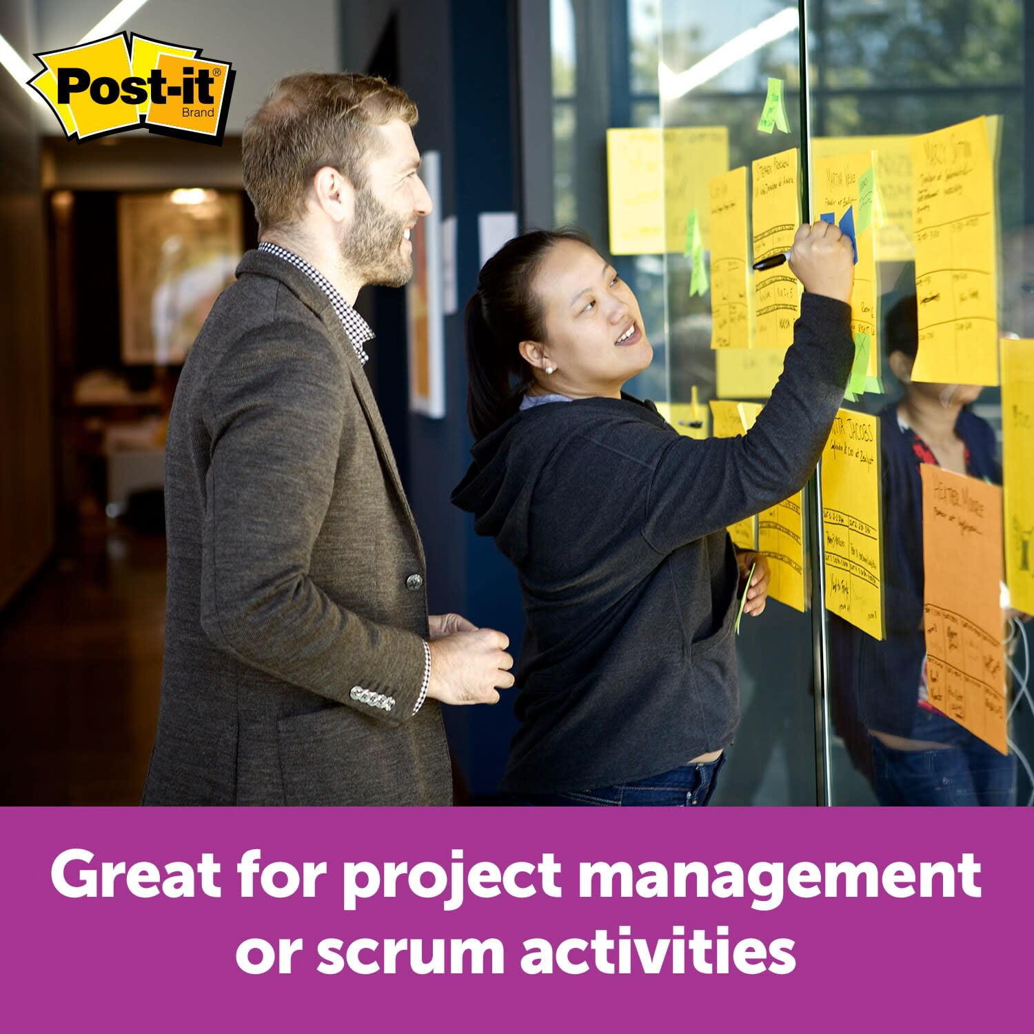 Post-it Super Sticky Big Notes, 11 in x 11 in, Neon Orange