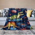 thumbnail image 2 of JEUXUS  Dinosaur Blanket for Boys and Girls, Soft Cozy Cute Dinosaur Blanket for Kids Teens, Fluffy Throw Blanket for Sofa Toddler Bed, Navy Blue, 2 of 6