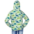 thumbnail image 4 of Xecao Cute Dinosaur Blue Green Print Fishing Shirts for teenager Long Sleeve UV Sun Protection Hoodie with Zipper Outdoor Hiking Shirts-X-Large, 4 of 7