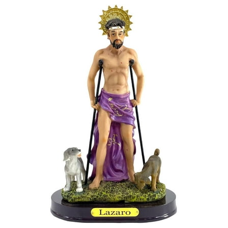 8" Inch Multicolored Resin Saint Lazarus Statue Figurine Imagen San Lazaro Santo Religious Gift Art