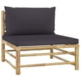thumbnail image 2 of vidaXL 2 Piece Patio Lounge Set with Dark Gray Cushions Bamboo, 2 of 6