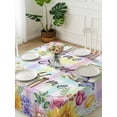 thumbnail image 3 of Spring Wildflowers Suqare Tablecloth - 60 x 60 Inch, Watercolor Floral Leaf Colorful Plaid Waterproof & StainResistant Tablecloth, Washable Oil-proof Table Cover for Dining/Party/Wedding/Buffet, 3 of 9