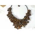 thumbnail image 3 of AeraVida Dramatic Evening Wear Brown Tones Tiger's Eye Stone Waterfall on Cotton Rope Toggle Clasp Bib-Style Necklace Jewelry Gifts for Women, 3 of 5