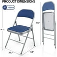 thumbnail image 2 of VINGLI Folding Chairs with Padded Seats, Metal Frame with Fabric Seat & Back, Capacity 350 lbs, Blue, Set of 4, 2 of 8