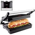 thumbnail image 1 of Sandwichera Paninera 750W Parrilla con recubrimiento Prensa antiadherente Cualquier grosor de pan Resistente Acero inoxidable Con Luz Indicadora (Negra), 1 of 6