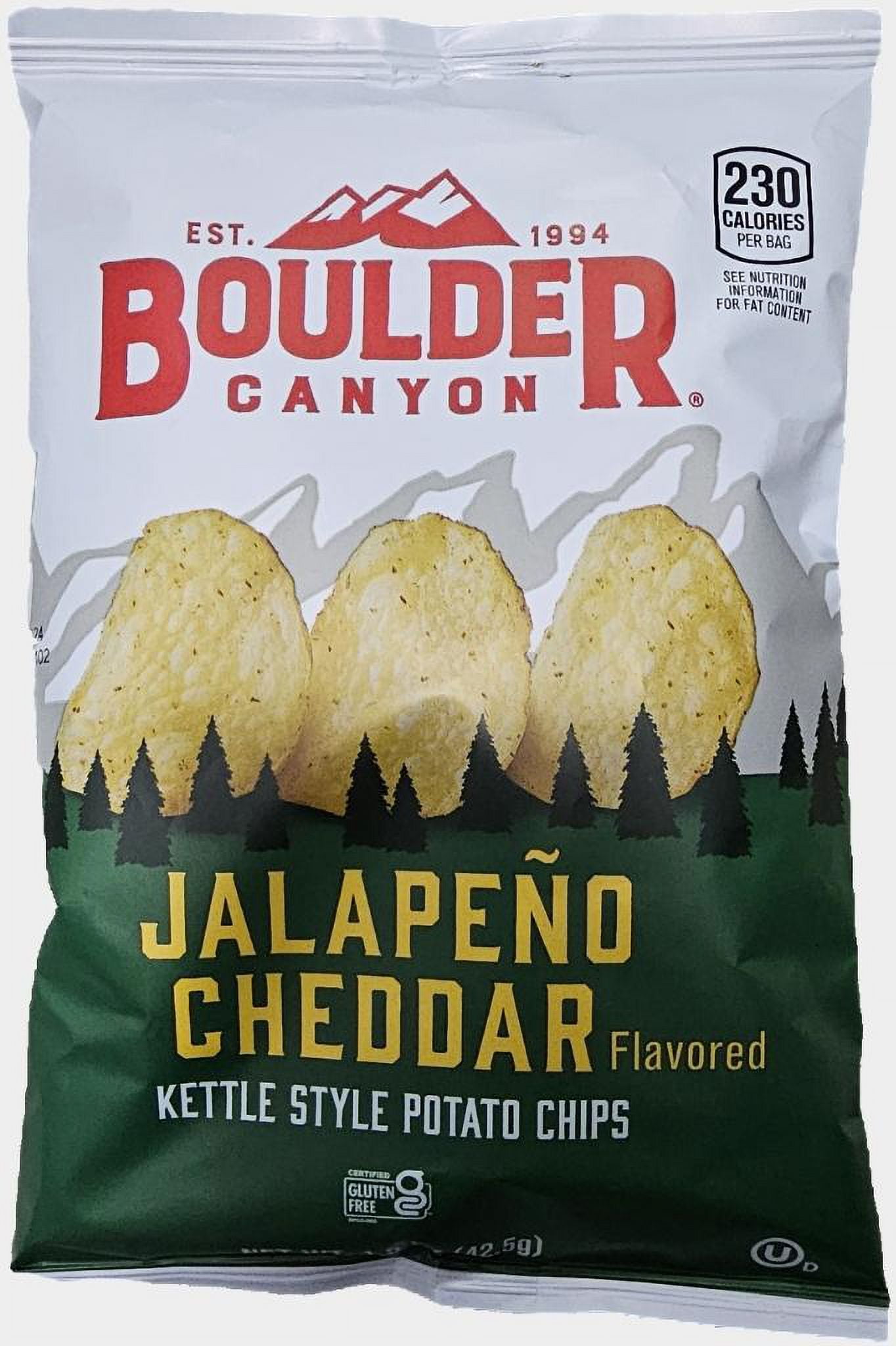 Boulder Canyon Kettle Style Potato Chips Variety Pack – 16 Pack (1.5 oz Bags) Sea Salt & Cracked Pepper, Malt Vinegar & Sea Salt, Hickory Barbecue, Jalapeño Cheddar – Gluten Free Snack Pack